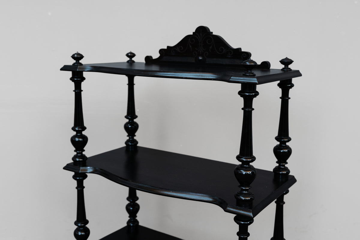 Kleine Gründerzeit Etagere schwarz lackiert - um 1900