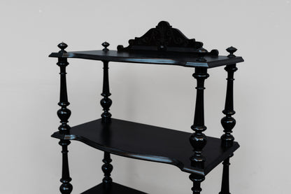 Kleine Gründerzeit Etagere schwarz lackiert - um 1900