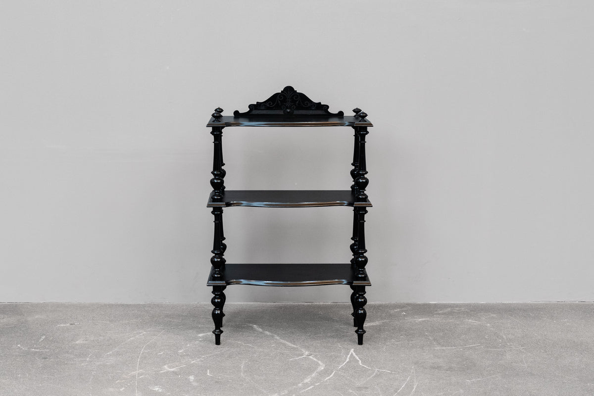 Kleine Gründerzeit Etagere schwarz lackiert - um 1900