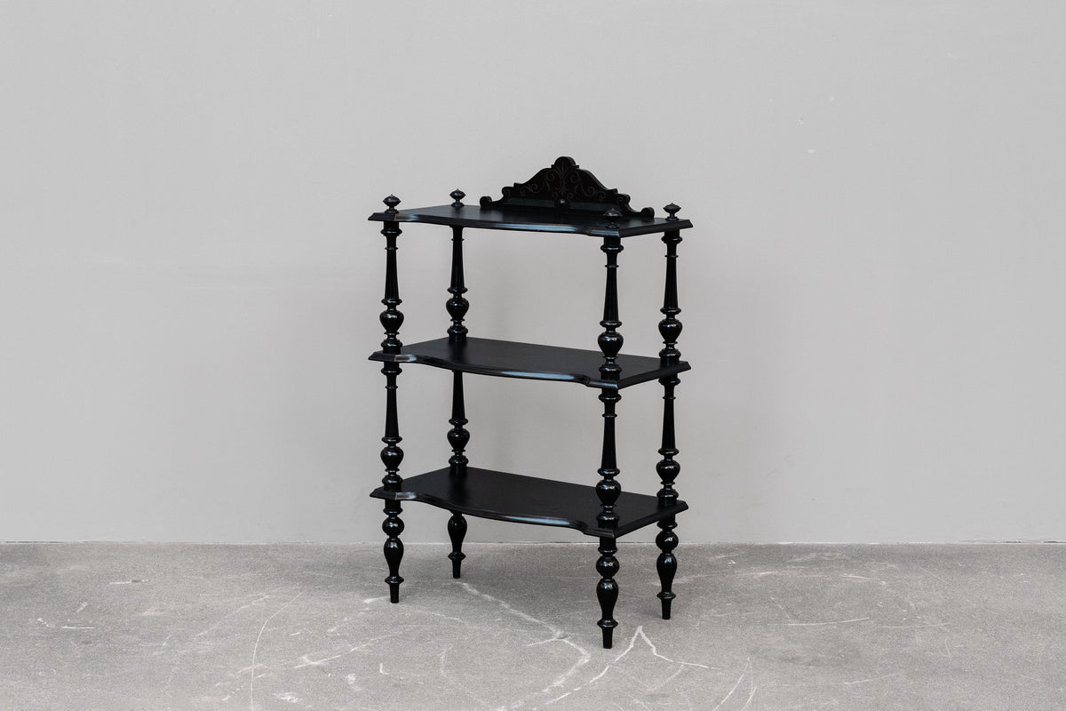 Kleine Gründerzeit Etagere schwarz lackiert - um 1900