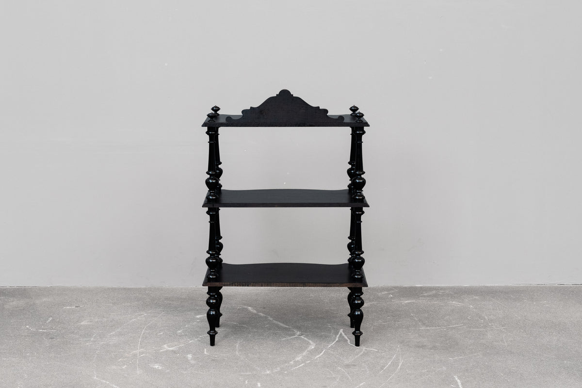Kleine Gründerzeit Etagere schwarz lackiert - um 1900