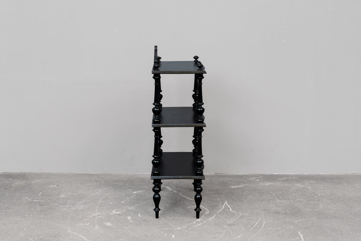 Kleine Gründerzeit Etagere schwarz lackiert - um 1900