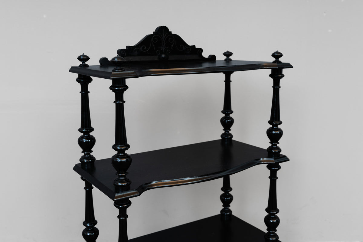 Kleine Gründerzeit Etagere schwarz lackiert - um 1900