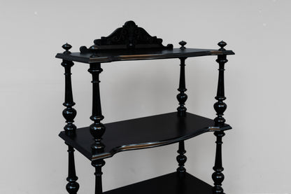 Kleine Gründerzeit Etagere schwarz lackiert - um 1900