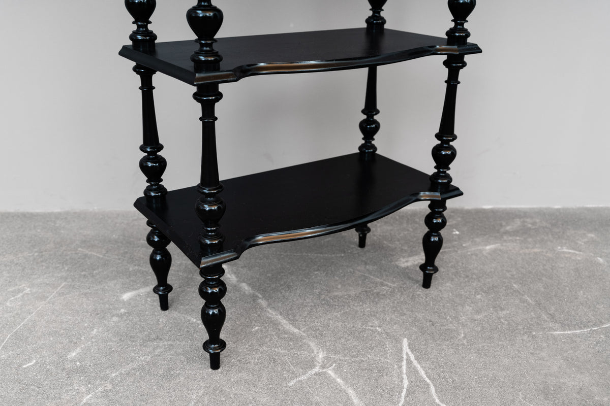 Kleine Gründerzeit Etagere schwarz lackiert - um 1900