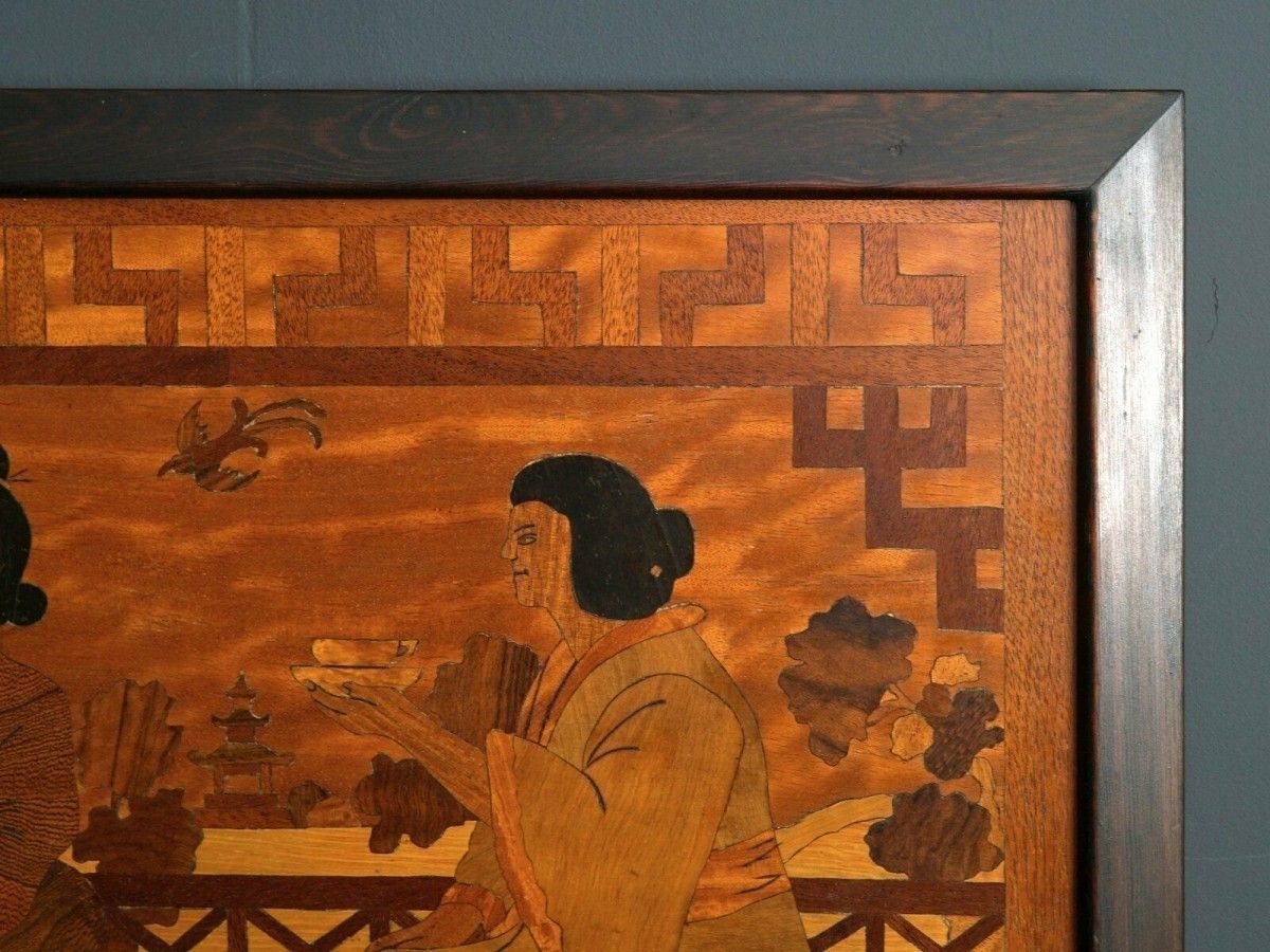 Marketerie Japan Bild Gemälde Intarsie Holz Alt Antik 2103_2205
