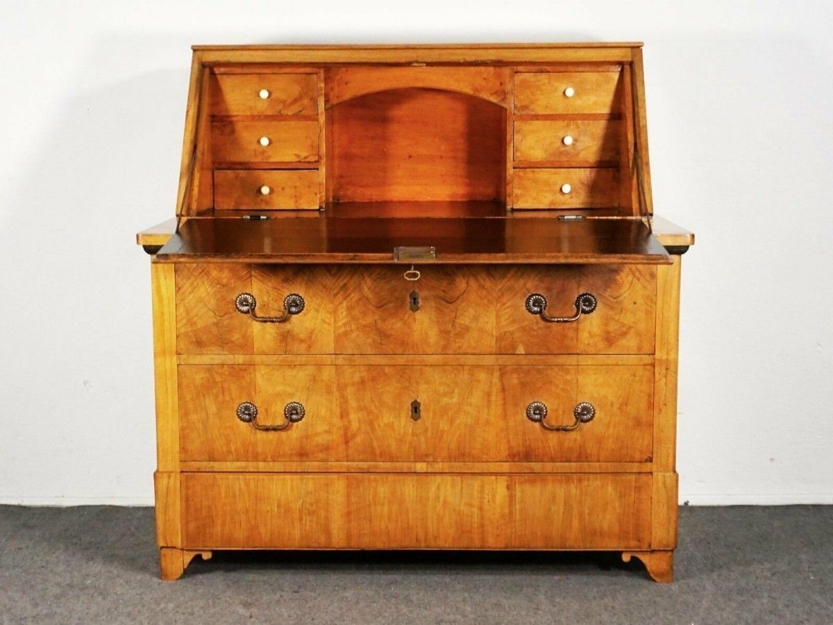 Schrägklappensekretär Biedermeier Nussbaum Alt Antik