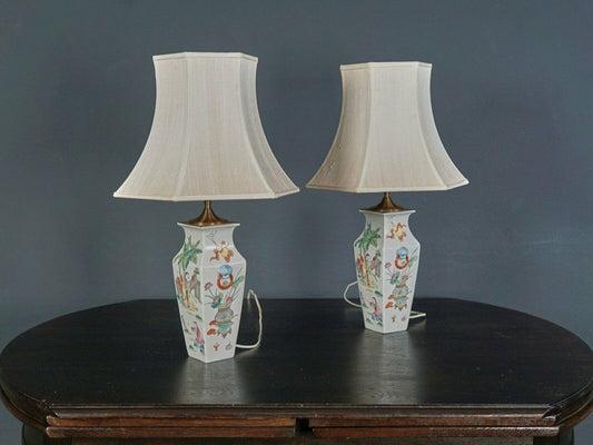 Lampe Asiatika Leuchte Tischlampe Licht Schirm Alt 2103_2203