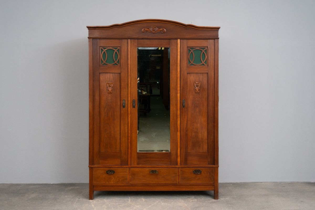 Jugendstil Kleiderschrank in Eiche - Anfang des 20.Jahrhunderts