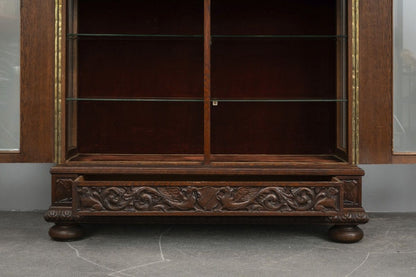 Historismus Vitrinenschrank in Eiche - Ende des 19.Jahrhunderts