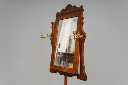 Gründerzeit / Jugendstil Schminkspiegel in Nussbaum - um 1900