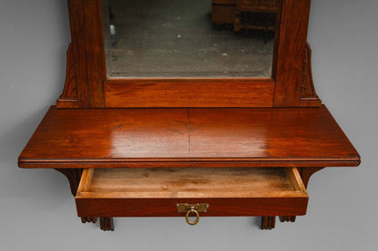 Jugendstil Wandspiegel mit Konsole in Nussbaum - Anfang des 20.Jahrhunderts