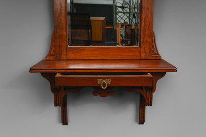 Jugendstil Wandspiegel mit Konsole in Nussbaum - Anfang des 20.Jahrhunderts