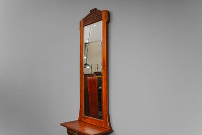 Jugendstil Wandspiegel mit Konsole in Nussbaum - Anfang des 20.Jahrhunderts