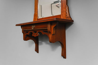 Jugendstil Wandspiegel mit Konsole in Nussbaum - Anfang des 20.Jahrhunderts