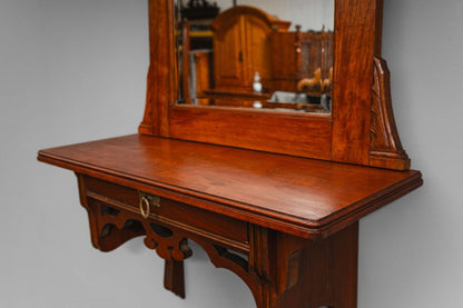 Jugendstil Wandspiegel mit Konsole in Nussbaum - Anfang des 20.Jahrhunderts