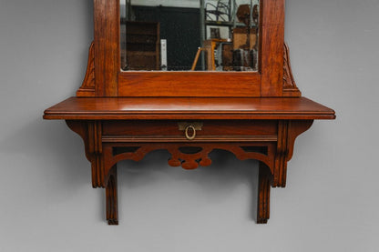 Jugendstil Wandspiegel mit Konsole in Nussbaum - Anfang des 20.Jahrhunderts