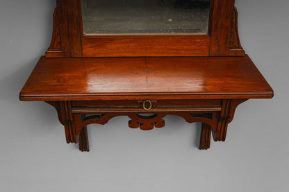 Jugendstil Wandspiegel mit Konsole in Nussbaum - Anfang des 20.Jahrhunderts