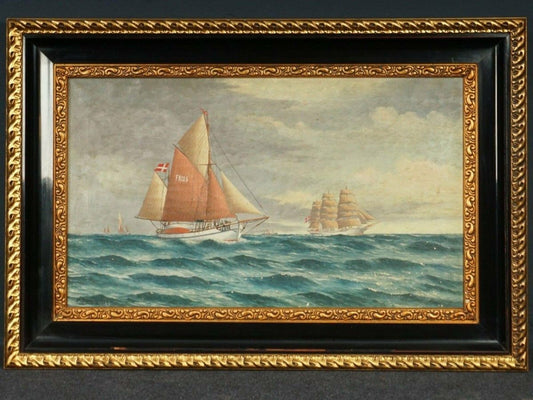 Ölgemälde Gemälde Maritim Schiffe Bild Alt Antik MÖBLINGER 2103_0310