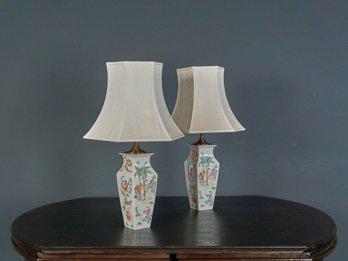 Lampe Asiatika Leuchte Tischlampe Licht Schirm Alt 2103_2203