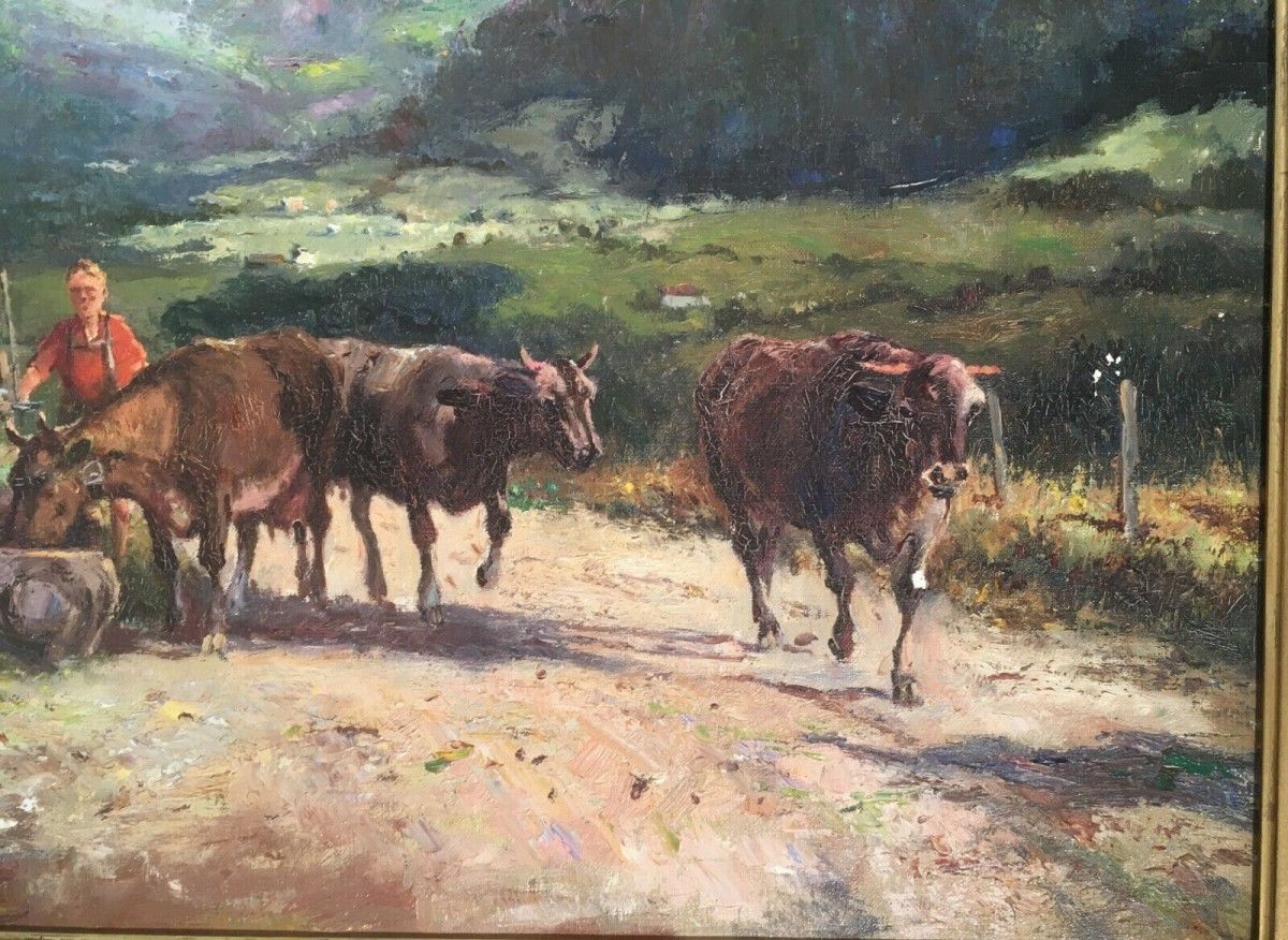 Impressionistisches Ölgemälde sign. Karl Mohr, "Allgäu" 60