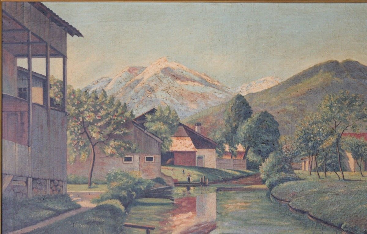 Großes Ölgemälde signiert Bild Kunst Öl Leinwand Rahmen 251