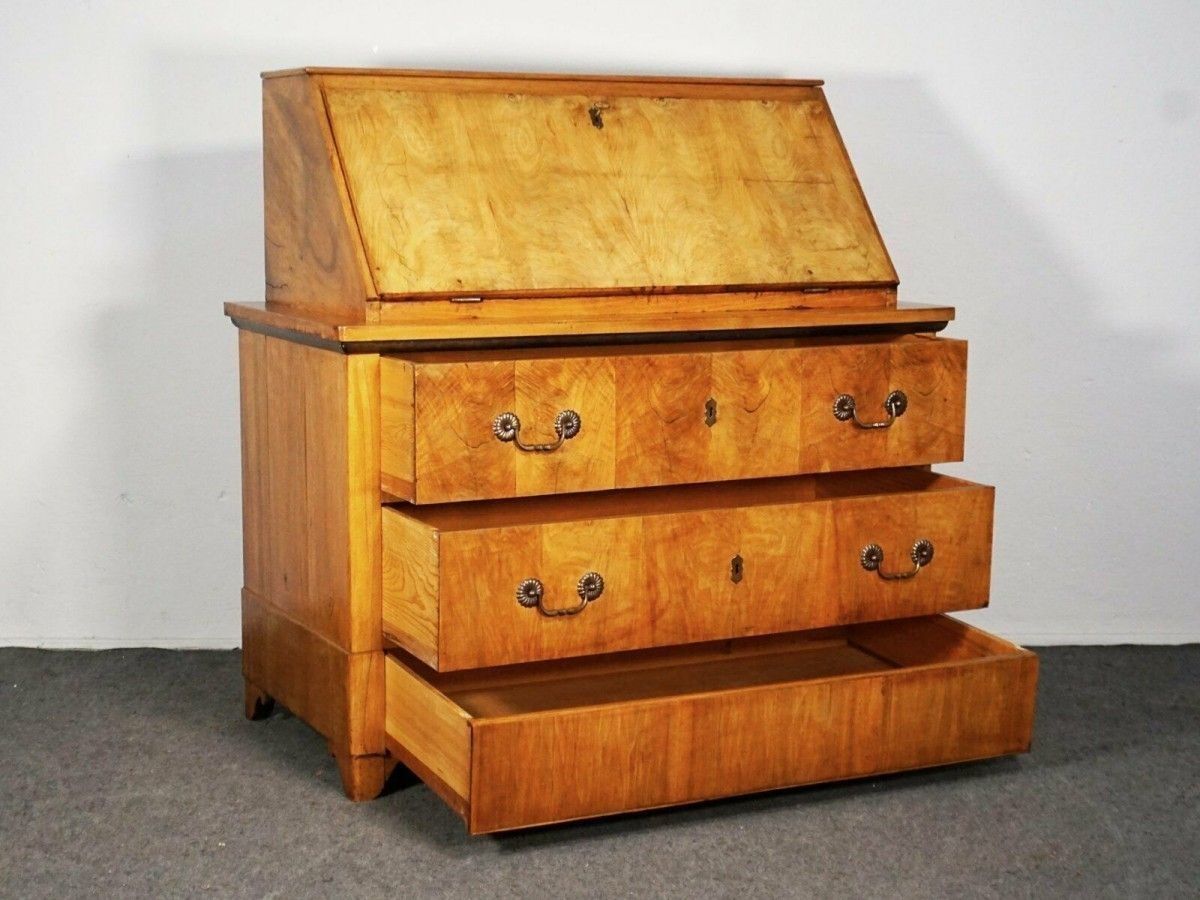 Schrägklappensekretär Biedermeier Nussbaum Alt Antik