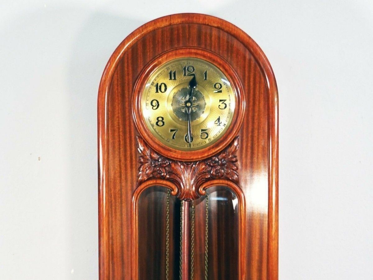 Standuhr 1930 Art Déco 'Embee' Mahagoni Uhr Alt Antik