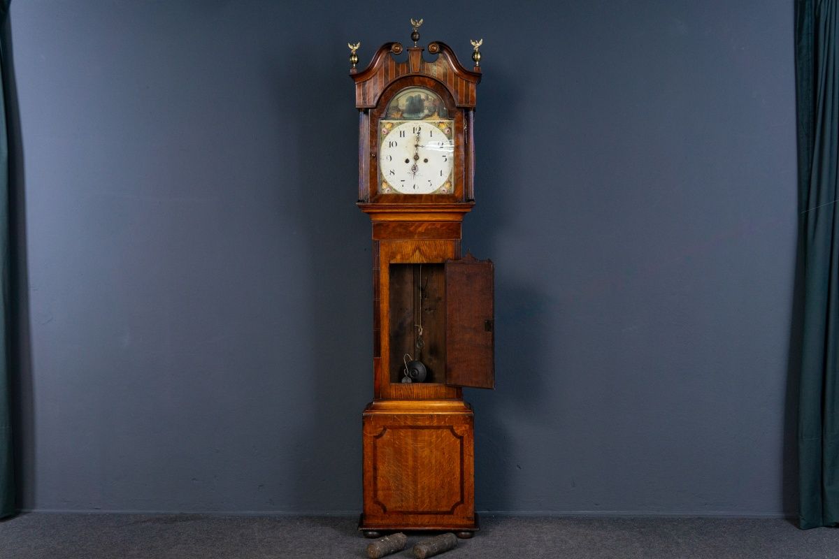 Antik Engl. Standuhr Gong Clock Zeit Time Uhr Kasten Alt 2308_2302