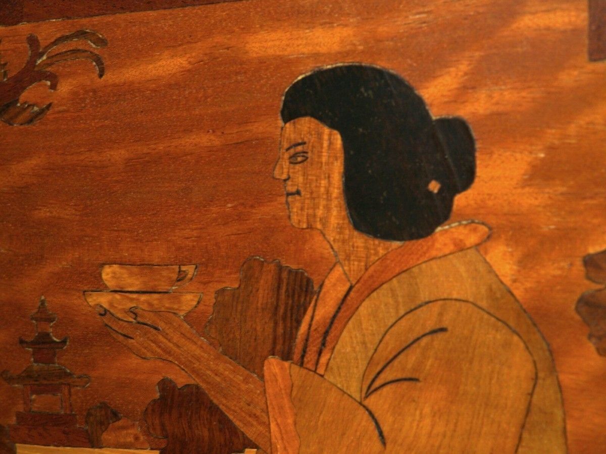 Marketerie Japan Bild Gemälde Intarsie Holz Alt Antik 2103_2205
