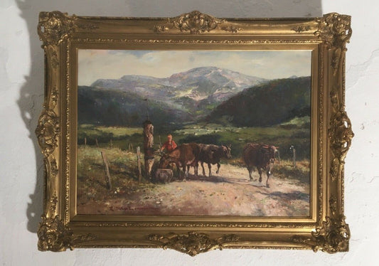 Impressionistisches Ölgemälde sign. Karl Mohr, "Allgäu" 60