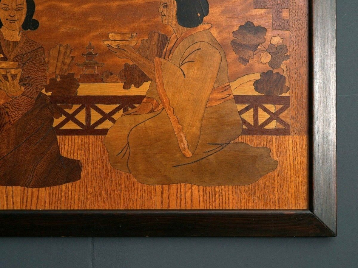 Marketerie Japan Bild Gemälde Intarsie Holz Alt Antik 2103_2205