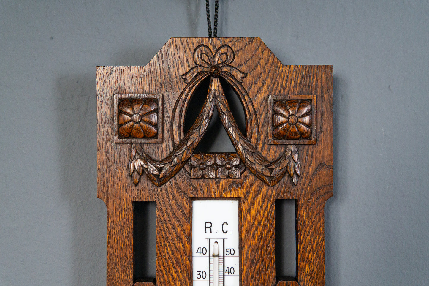 Elegante Jugendstil Wetterstation, Anfang des 20.Jahrhunderts - Thermometer Barometer Raumklima Uhr Alt Antik MÖBLINGER