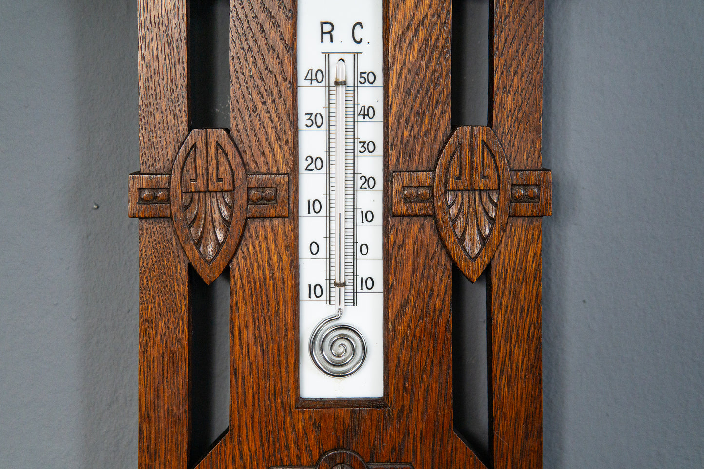 Elegante Jugendstil Wetterstation, Anfang des 20.Jahrhunderts - Thermometer Barometer Raumklima Uhr Alt Antik MÖBLINGER