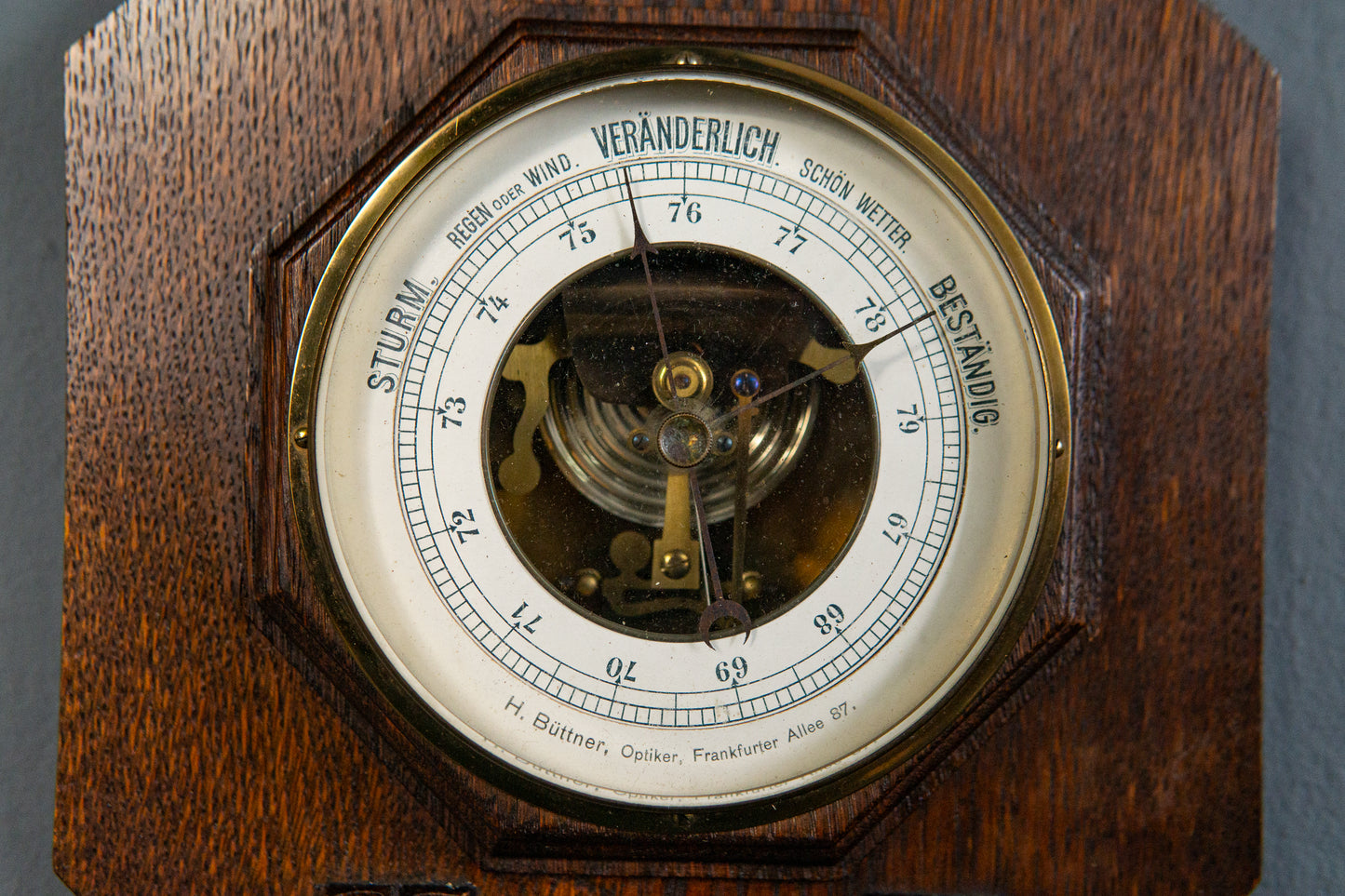 Elegante Jugendstil Wetterstation, Anfang des 20.Jahrhunderts - Thermometer Barometer Raumklima Uhr Alt Antik MÖBLINGER
