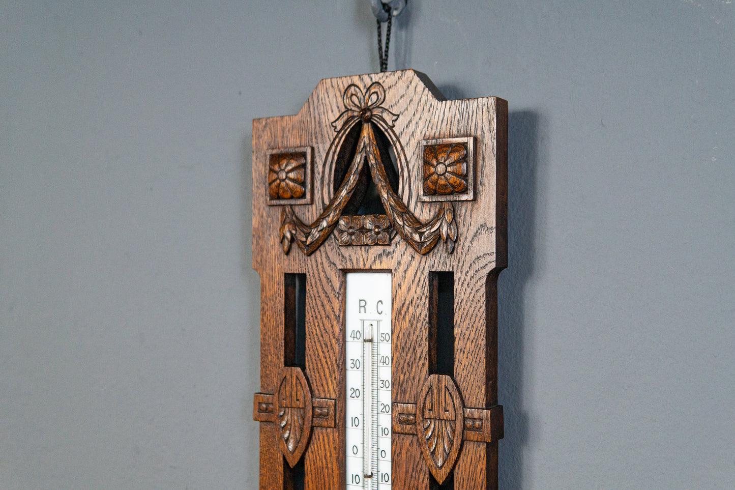 Elegante Jugendstil Wetterstation, Anfang des 20.Jahrhunderts - Thermometer Barometer Raumklima Uhr Alt Antik MÖBLINGER