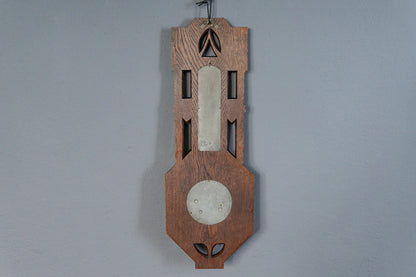 Elegante Jugendstil Wetterstation, Anfang des 20.Jahrhunderts - Thermometer Barometer Raumklima Uhr Alt Antik MÖBLINGER