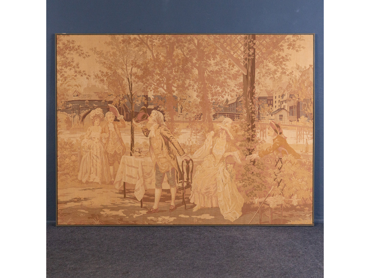 Wandteppich 188x149 Gobelin Gemälde Tapisserie Bild Antik MÖBLINGER 2407_0903