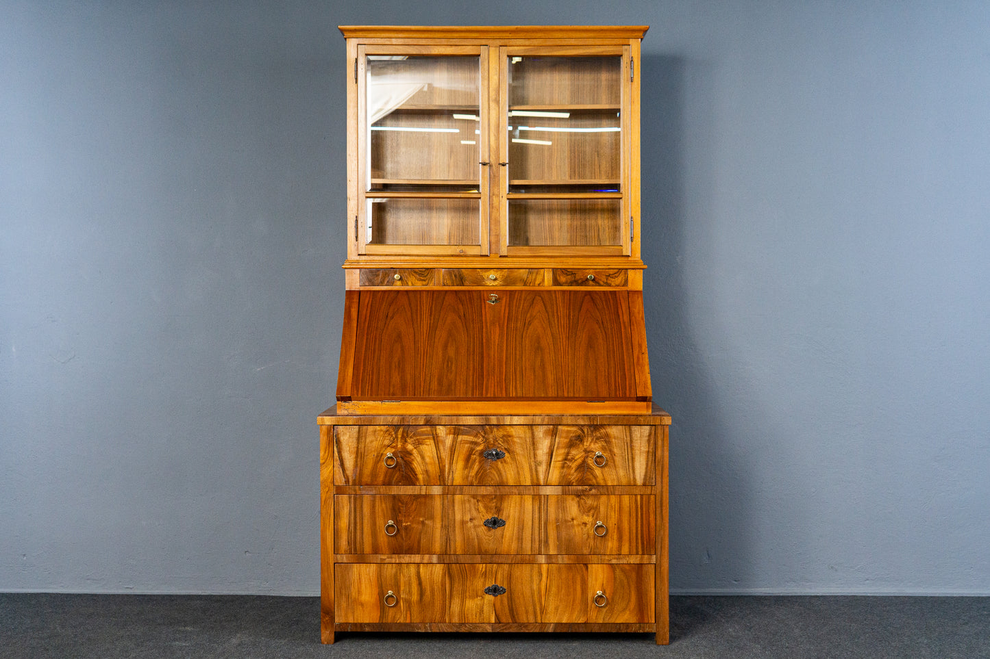 Vintage Sekretär Schreibtisch Vitrine Regal Schrank Alt MÖBLINGER 2503_2503