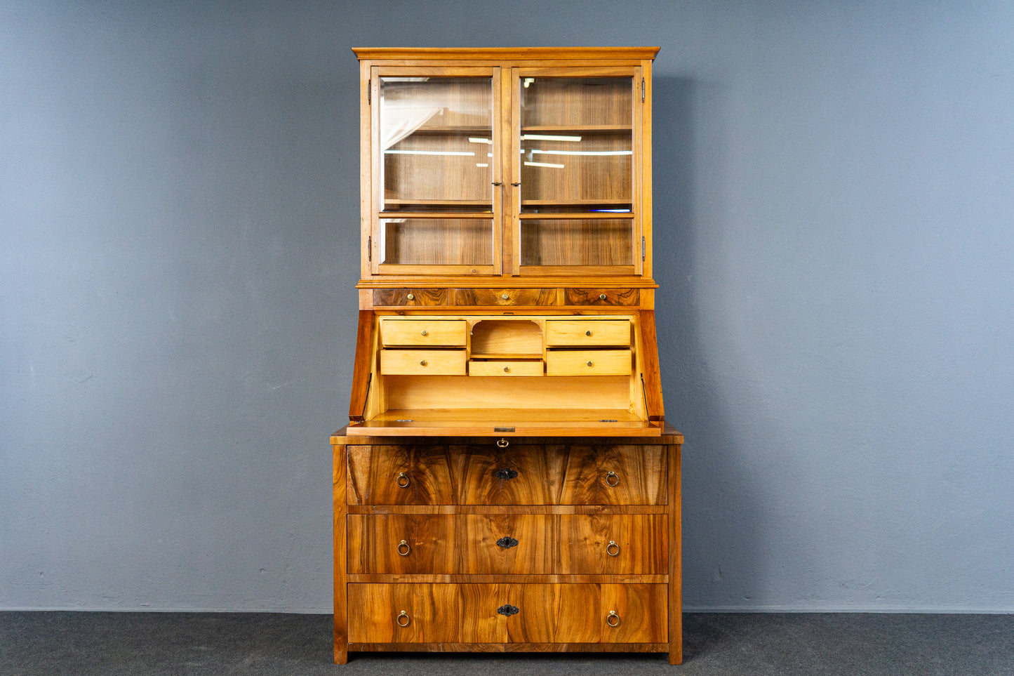 Vintage Sekretär Schreibtisch Vitrine Regal Schrank Alt MÖBLINGER 2503_2503