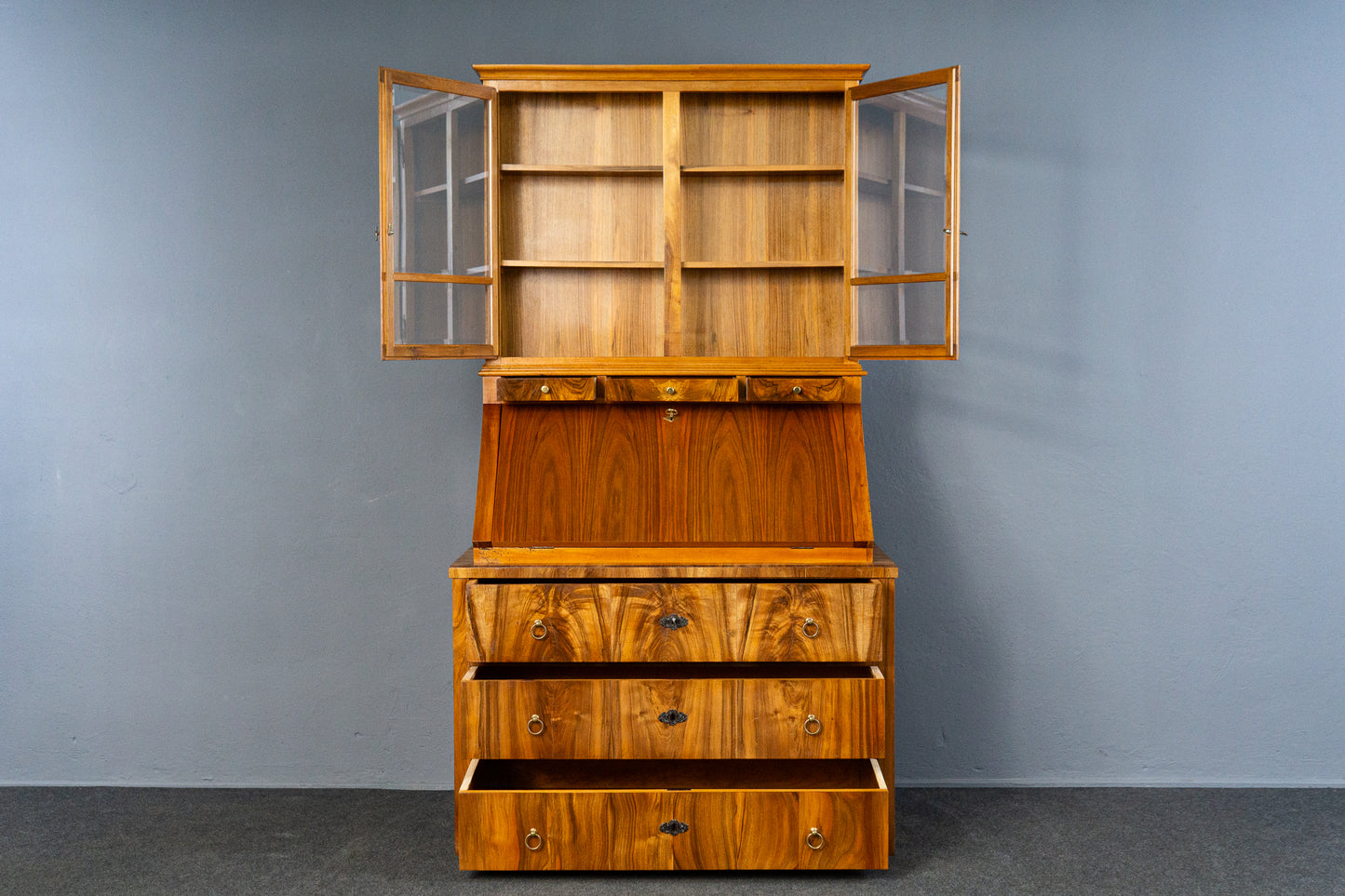 Vintage Sekretär Schreibtisch Vitrine Regal Schrank Alt MÖBLINGER 2503_2503
