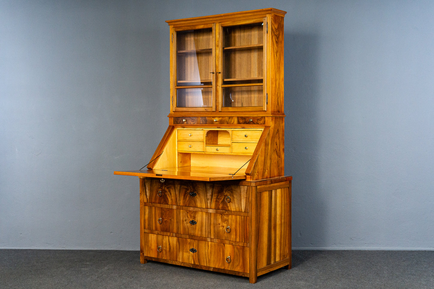 Vintage Sekretär Schreibtisch Vitrine Regal Schrank Alt MÖBLINGER 2503_2503