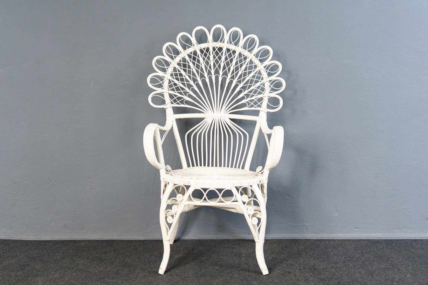 Vintage Sessel Stuhl Rattan Peacock Chair Tisch Alt MÖBLINGER 2504_1601