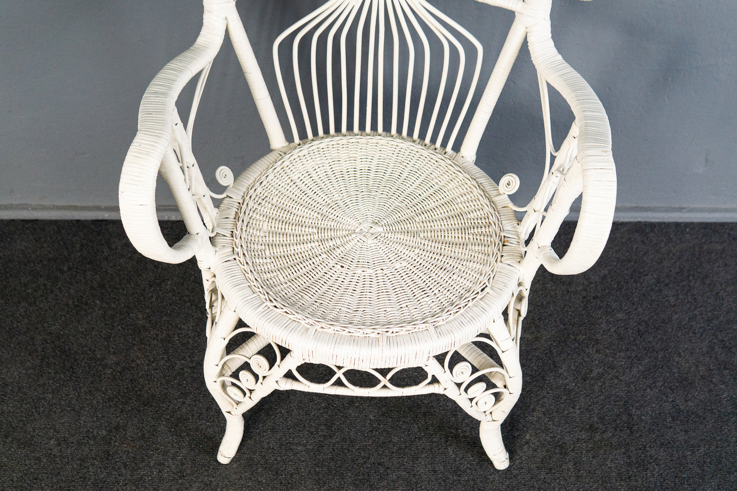 Vintage Sessel Stuhl Rattan Peacock Chair Tisch Alt MÖBLINGER 2504_1601