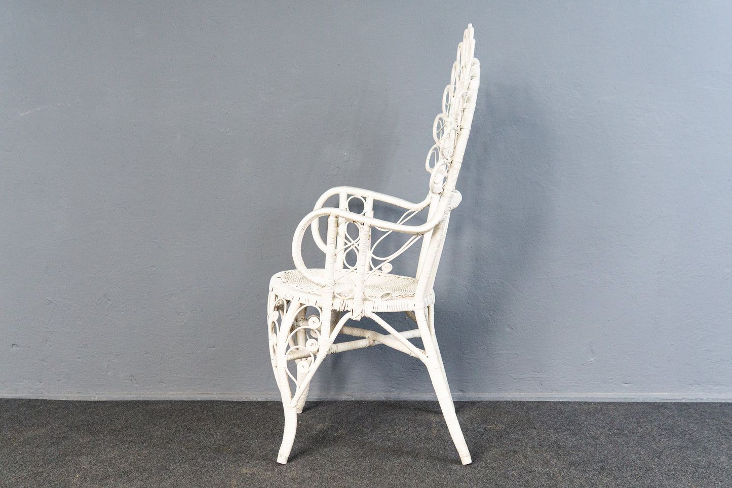 Vintage Sessel Stuhl Rattan Peacock Chair Tisch Alt MÖBLINGER 2504_1601