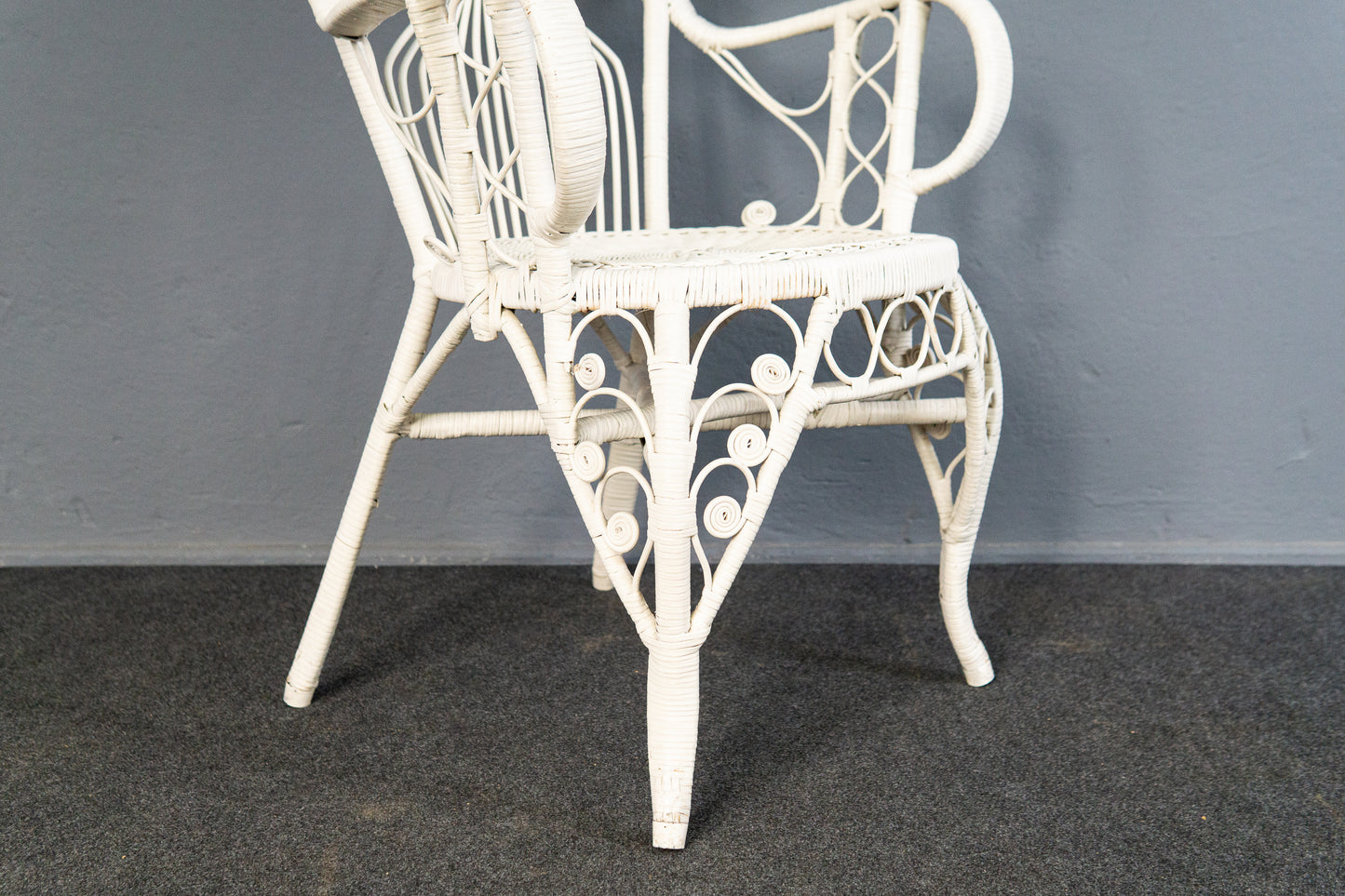 Vintage Sessel Stuhl Rattan Peacock Chair Tisch Alt MÖBLINGER 2504_1601