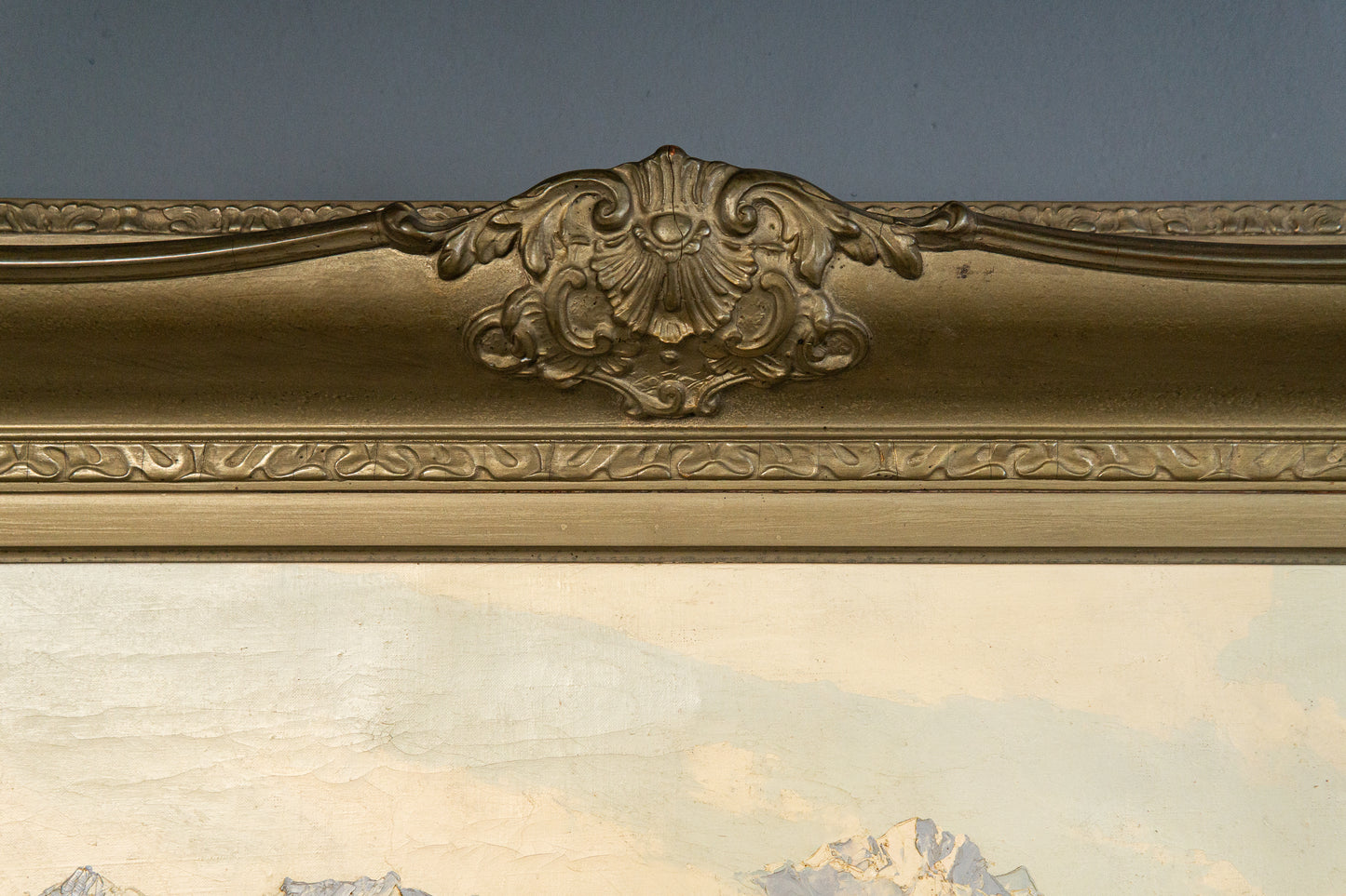 großes Gemälde mit Alpenmalerei, erste Hälfte des 20.Jahrhunderts - ECW Rezlaff Malerei Ölbild Bild Kunst Alt Antik MÖBLINGER