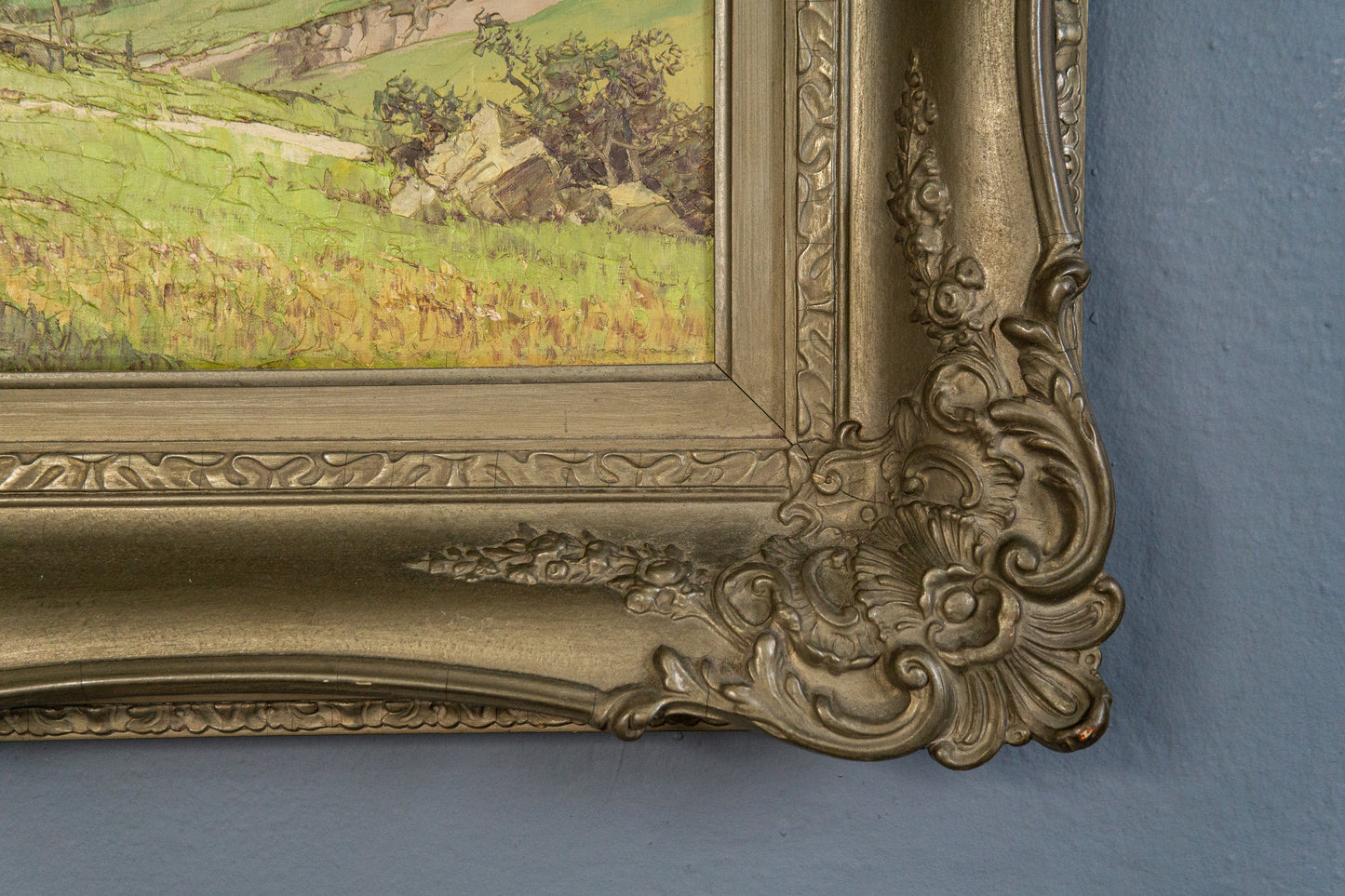 großes Gemälde mit Alpenmalerei, erste Hälfte des 20.Jahrhunderts - ECW Rezlaff Malerei Ölbild Bild Kunst Alt Antik MÖBLINGER