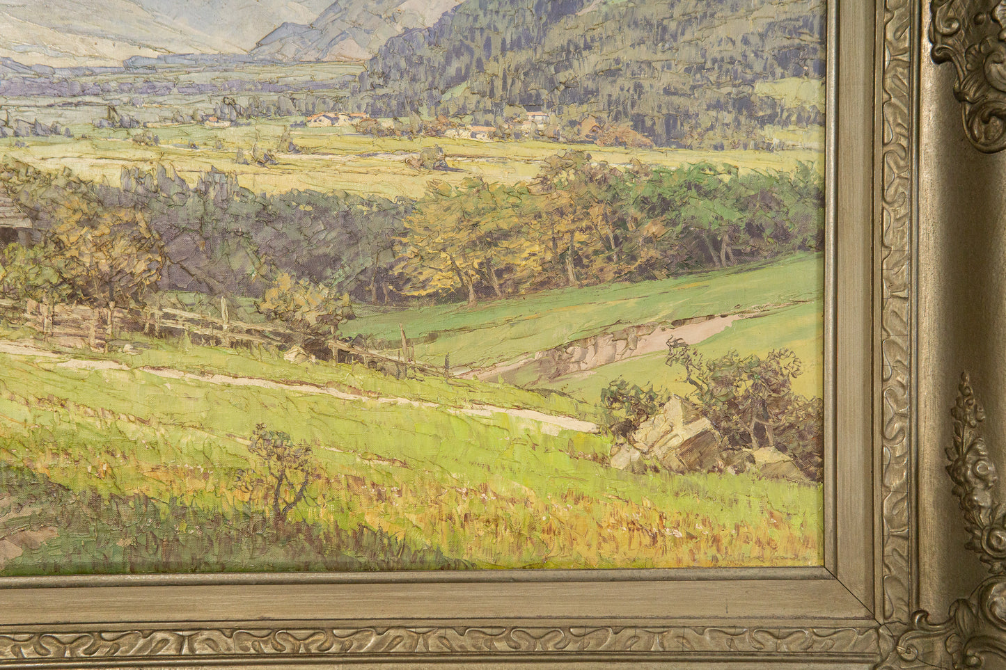 großes Gemälde mit Alpenmalerei, erste Hälfte des 20.Jahrhunderts - ECW Rezlaff Malerei Ölbild Bild Kunst Alt Antik MÖBLINGER