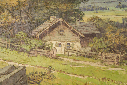 großes Gemälde mit Alpenmalerei, erste Hälfte des 20.Jahrhunderts - ECW Rezlaff Malerei Ölbild Bild Kunst Alt Antik MÖBLINGER